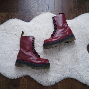 RARE 90s Dr Martens Crazy Bomb Cherry Red Platform Lace Up Boots